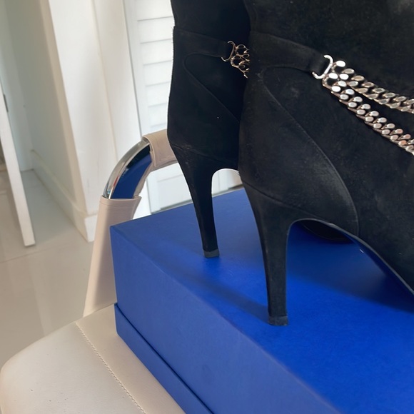 Saint Laurent Ankle Debbie 100 Boots Black Suede with Silver chain detail size39 - Picture 5 of 8